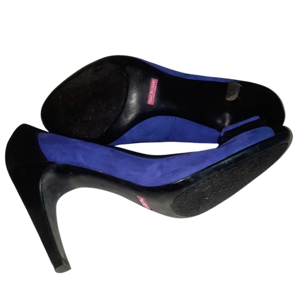 ISAAC MIZRAHI Suede Leah Bow Front Classic Pumps Black/Blue Sz 10M